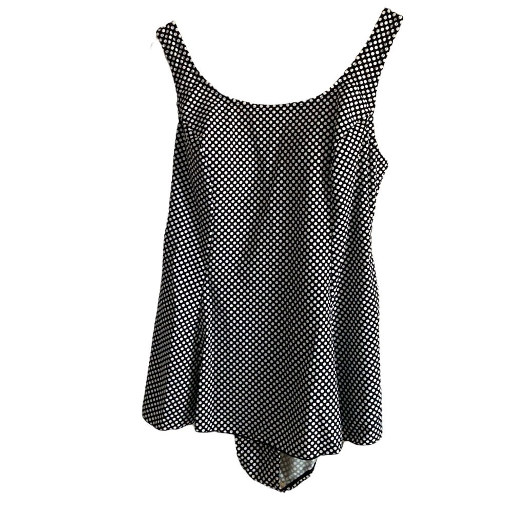 Vintage Shore Shapes Black & White Polka Dotted One Piece Swimsuit Plus Size 18